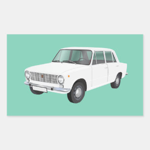 Weiße italienische Klassiker-Automobile 124 Rechteckiger Aufkleber
