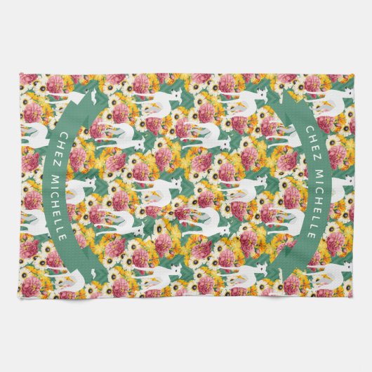 Weiße italienische Windhunde oder Blütenblätter Geschirrtuch (Horizontal)