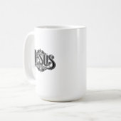 Weiße Kaffeetasse mit Jesus Namen (Vorderseite Links)