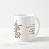 WEIßE KAFFEETASSE MIT TREIBHOLZ-THEMA (VorderseiteRechts)