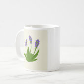Weiße Kaffeetasse mit violetten Blumen (Vorderseite Links)