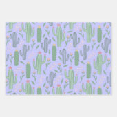 Weiße Kakteen botanisches Muster 3 Farben Geschenkpapier Set (Vorderseite 3)