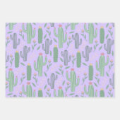 Weiße Kakteen botanisches Muster 3 Farben Geschenkpapier Set (Vorderseite 2)