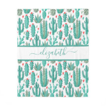 Weiße Kakteen, weißes Muster, Monogramm