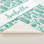 Weiße Kakteen, weißes Muster, Monogramm Sherpadecke (3/4)