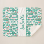 Weiße Kakteen, weißes Muster, Monogramm Sherpadecke (Vorderseite (Horizontal))