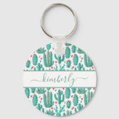 Weiße Kaktus-Monogramm Schlüsselanhänger (Vorderseite)