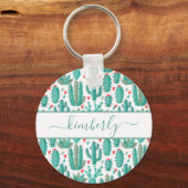 Weiße Kaktus-Monogramm Schlüsselanhänger (Vorderseite)