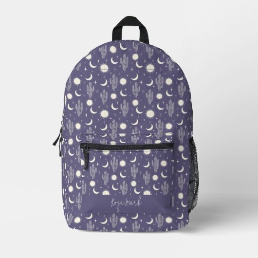 Weiße Kaktusmuster Bedruckter Rucksack (Vorderseite)