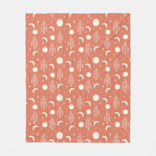 Weiße Kaktusmuster Fleecedecke (Vorderseite)