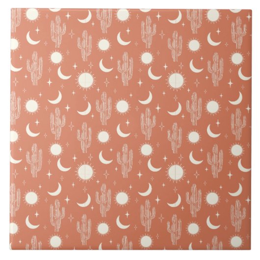 Weiße Kaktusmuster Fliese (Vorderseite)
