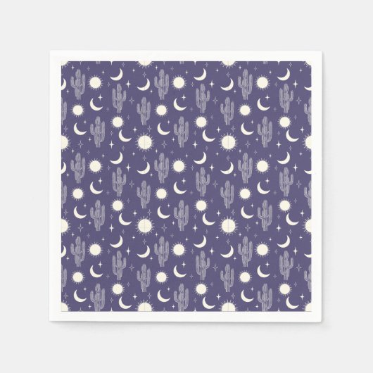 Weiße Kaktusmuster Serviette (Vorderseite)