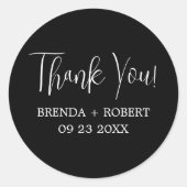 Weiße Kalligraphie auf Schwarz Danke Aufkleber (Vorderseite)