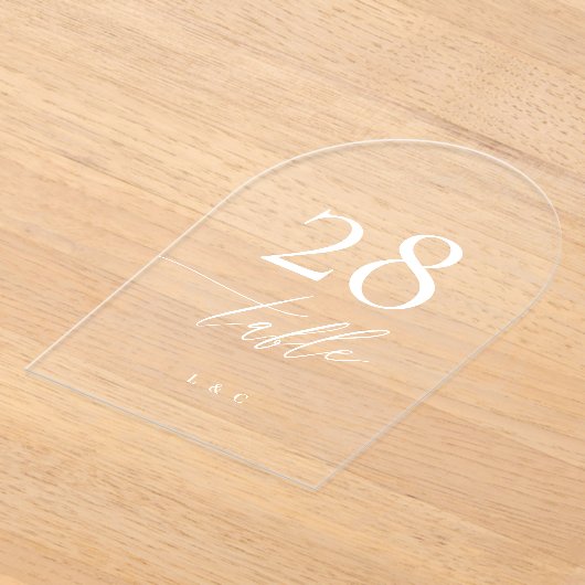 Weiße Kalligraphie Moderne Acrylic-Tischnummer Acryleinladungen (Ablage )