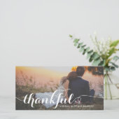 Weiße Kalligraphie-Schrift Glückliches Foto Hochze Dankeskarte (Stehend Vorderseite)