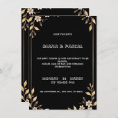 Weiße Kalligraphie und blumengeschmückte Hochzeit Einladung (Vorne/Hinten)