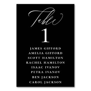 Weiße kalligraphische Seekarte schwarz Tischnummer