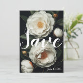 Weiße Kamelien auf dunklem Hintergrund (Stehend Vorderseite)