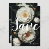 Weiße Kamelien auf dunklem Hintergrund (Vorne/Hinten)