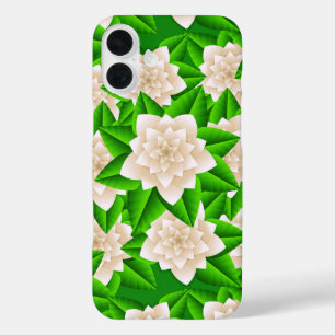 Weiße Kamelien und grüne Blätter iPhone 16 Plus Hülle
