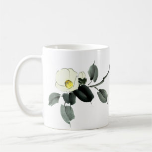 Weiße Kamellia sumi Tinte und japanische Wasserfar Kaffeetasse