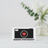 Weiße Kamera-Hochzeits-Fotografie-Visitenkarte Visitenkarte (Stehend Vorderseite)