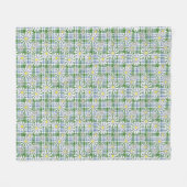 Weiße Kamille Blume auf grünblauem Schachbrett Fleecedecke (Vorderseite (Horizontal))