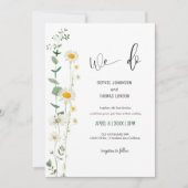 Weiße Kamille einfache, minimalistische Hochzeit Einladung (Vorderseite)