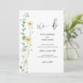 Weiße Kamille einfache, minimalistische Hochzeit Einladung (Stehend Vorderseite)