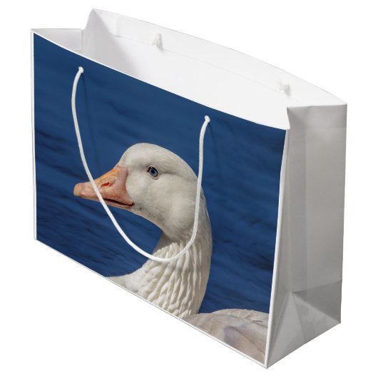 Weiße kanadische Gänse Große Geschenktüte (Rückseite Schrägansicht)