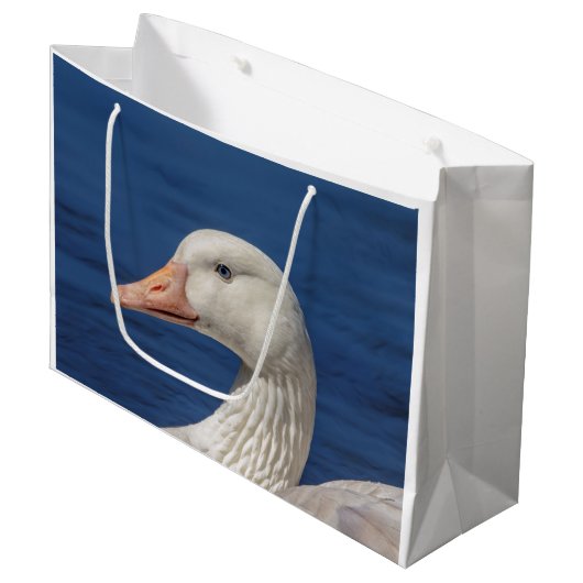 Weiße kanadische Gänse Große Geschenktüte (Vorderseite Schrägansicht)