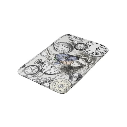 Weiße Kaninchen-Alice im Wunderland Badematte (Schrägansicht)