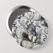 Weiße Kaninchen-Alice im Wunderland Button (Vorne & Hinten)