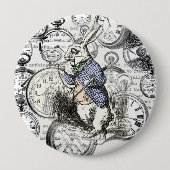 Weiße Kaninchen-Alice im Wunderland Button (Vorderseite)