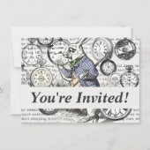 Weiße Kaninchen-Alice im Wunderland Einladung (Vorderseite)