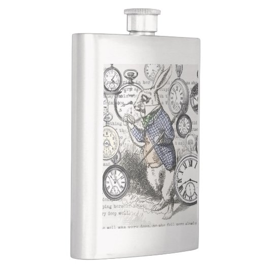 Weiße Kaninchen-Alice im Wunderland Flachmann (Rechts)