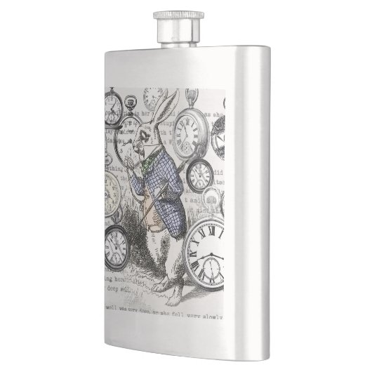 Weiße Kaninchen-Alice im Wunderland Flachmann (Links)