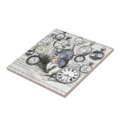 Weiße Kaninchen-Alice im Wunderland Fliese (Seite)