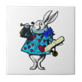 Weiße Kaninchen-Alice im Wunderland Fliese (Vorderseite)