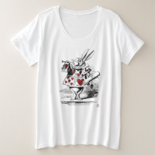 Weiße Kaninchen-Alice im Wunderland für Frauen p Große Größe T-Shirt