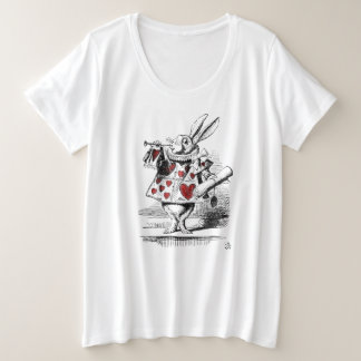 Weiße Kaninchen-Alice im Wunderland für Frauen plu Große Größe T-Shirt