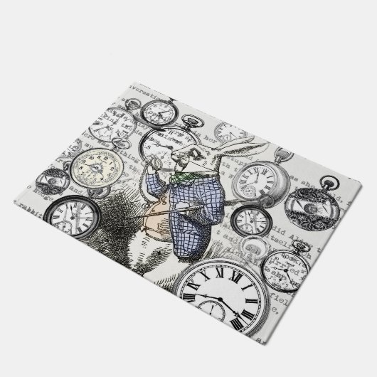 Weiße Kaninchen-Alice im Wunderland Fußmatte (Schrägansicht)