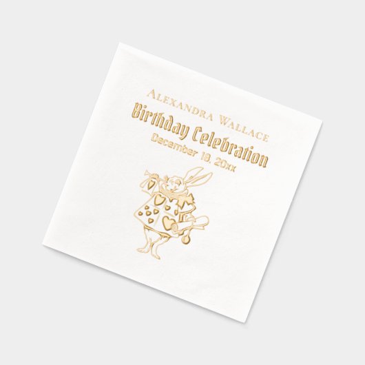 Weiße Kaninchen Alice im Wunderland Geburtsname Servietten Mit Folie (Links)