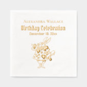 Weiße Kaninchen Alice im Wunderland Geburtsname Servietten Mit Folie (Vorderseite)