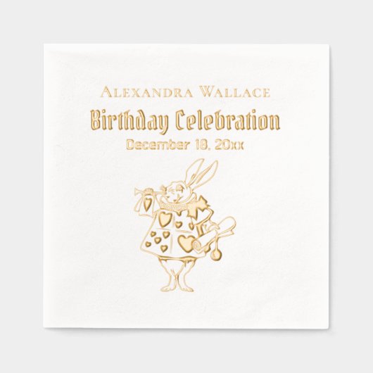 Weiße Kaninchen Alice im Wunderland Geburtsname Servietten Mit Folie (Vorderseite)