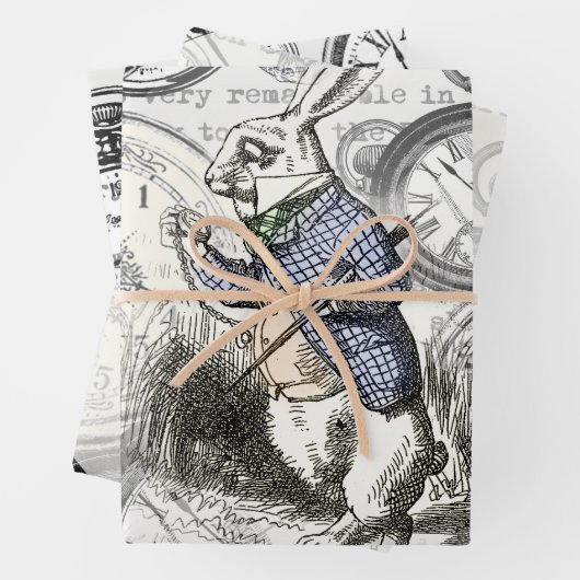 Weiße Kaninchen-Alice im Wunderland Geschenkpapier Set (Beispiel)