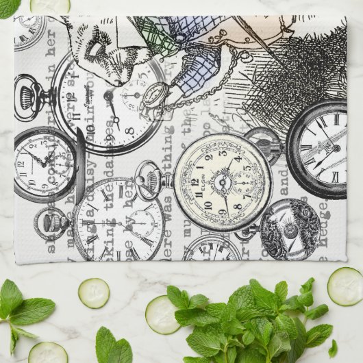 Weiße Kaninchen-Alice im Wunderland Geschirrtuch (Gefaltet)