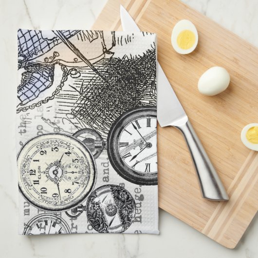 Weiße Kaninchen-Alice im Wunderland Geschirrtuch (Viertel Falte)