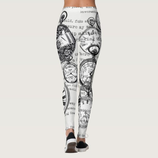 Weiße Kaninchen-Alice im Wunderland Leggings (Rückseite)