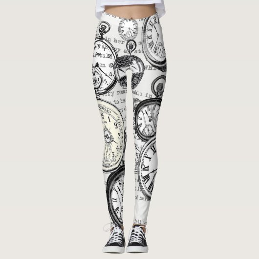 Weiße Kaninchen-Alice im Wunderland Leggings (Vorderseite)